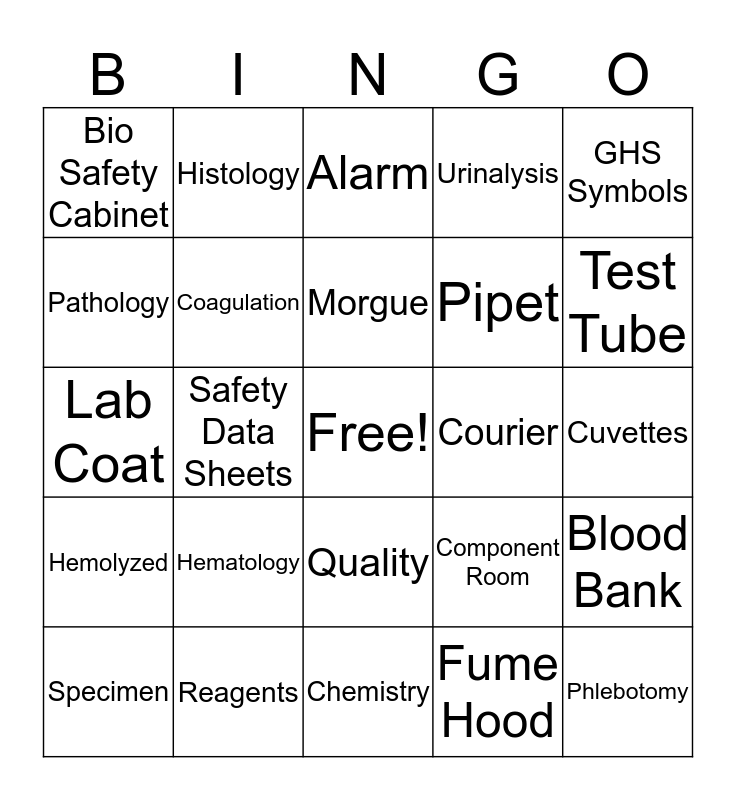 Lab Week Bingo Card