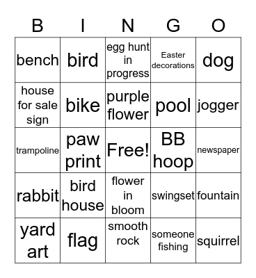 Easter Scavenger Hunt Bingo Card