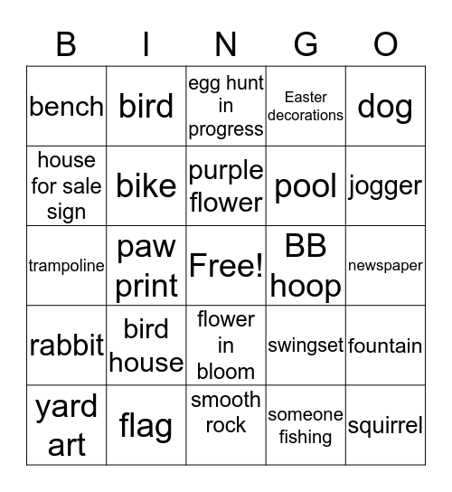 Easter Scavenger Hunt Bingo Card