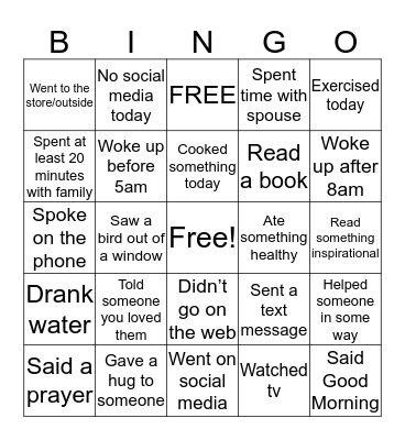 Easter 2020 Bingo Card