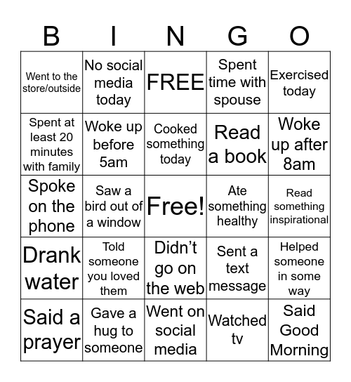 Easter 2020 Bingo Card