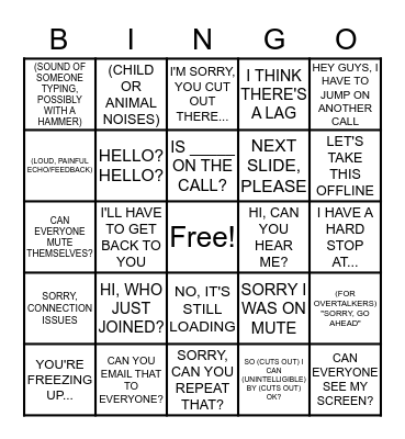 CONFERENCE CALL BINGO Card