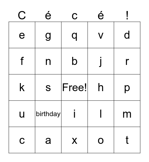 céleste's bingo Card