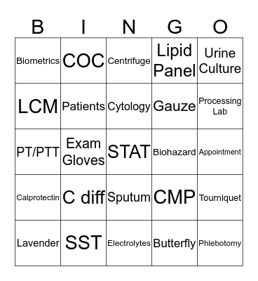Lab Week Bingo 2020 Bingo Card