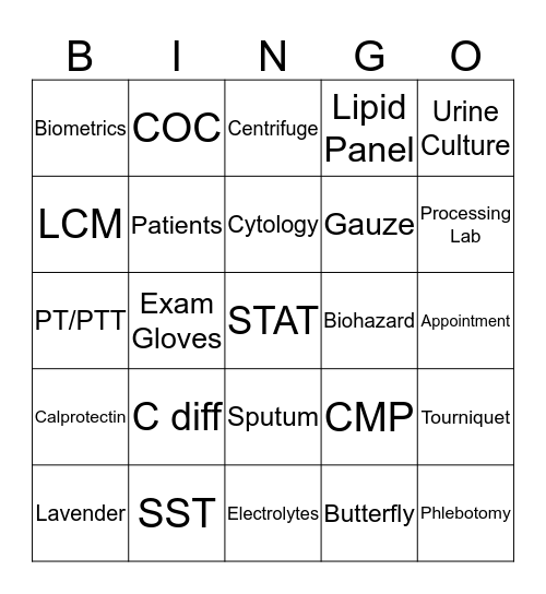Lab Week Bingo 2020 Bingo Card