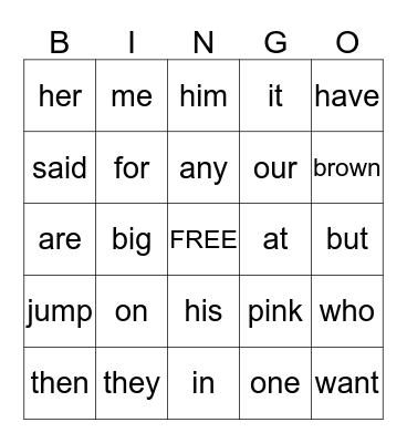 Sight Words: Mixed 2 Bingo Card