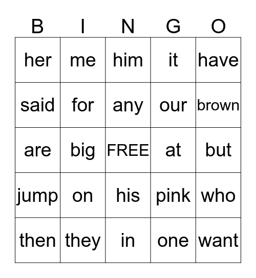Sight Words: Mixed 2 Bingo Card