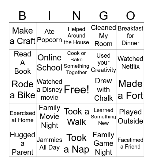 Corona-cation Bingo Card