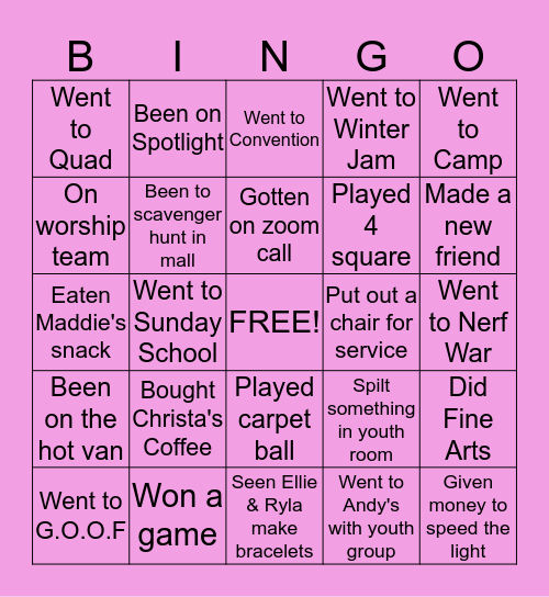 BRIGHTON YOUTH Bingo Card