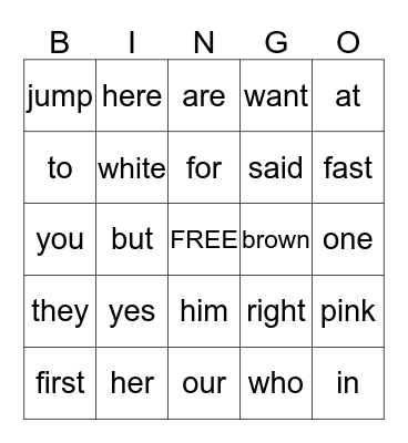 Sight Words: Mixed 2 Bingo Card