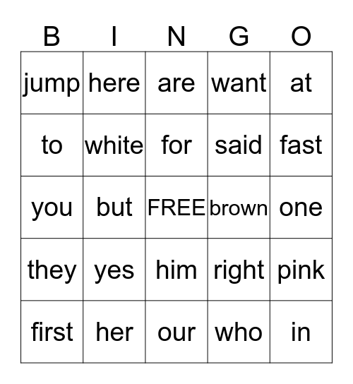 Sight Words: Mixed 2 Bingo Card