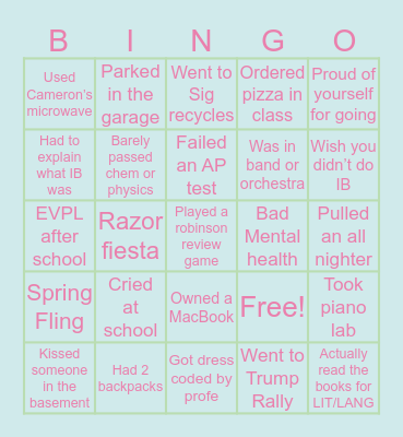 {Real} Sig Kid Bingo Card
