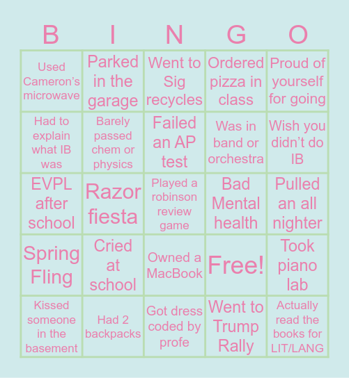 {Real} Sig Kid Bingo Card