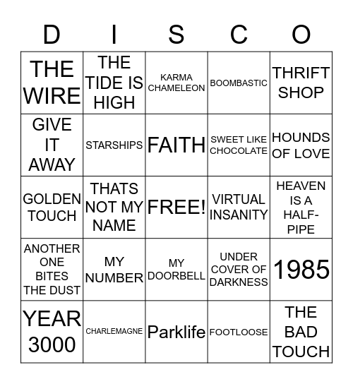 Disco Bingo Card