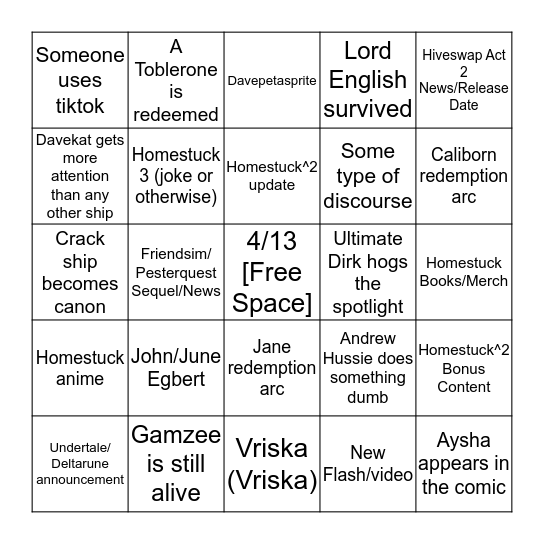 4/13 prediction chart Bingo Card