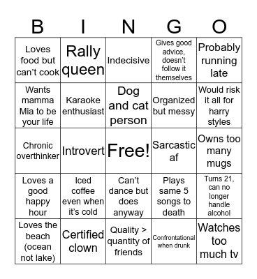 Elizabeth Bingo Card