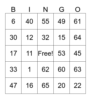 Crum family bingo Card