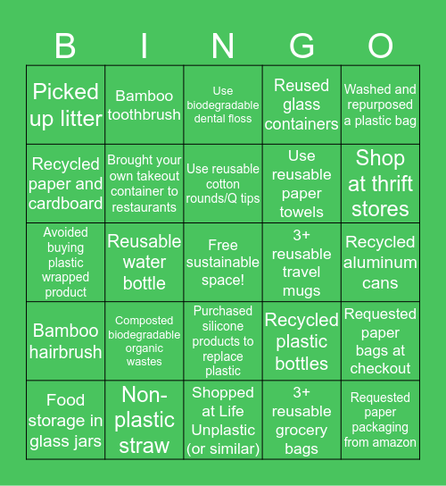 Sustainability Bingo ♻️ Bingo Card