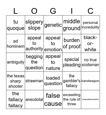 Fallacy BINGO Card