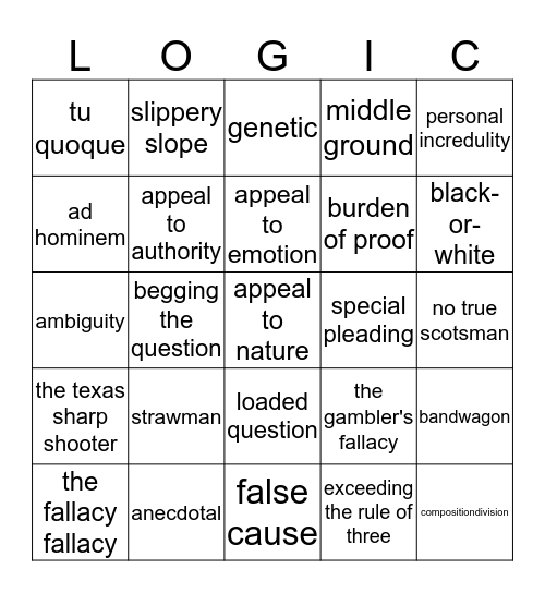 Fallacy BINGO Card