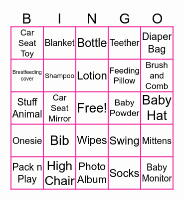 Baby Bingo Card