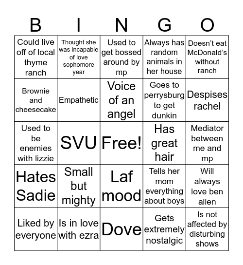 Mateo Bingo Card