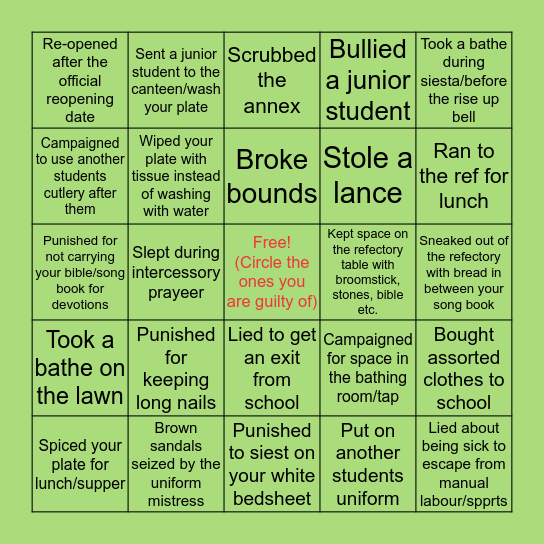 SBC Limbe, Part 2 Bingo Card