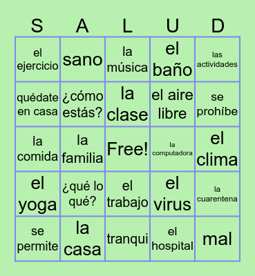 BINGO CUARENTENA Bingo Card