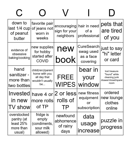 SHELTER IN PLACE 2020 BINGO Card