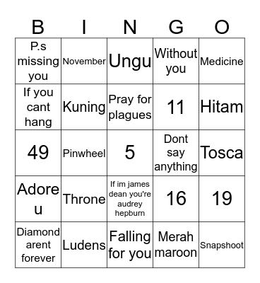 RM Bingo Card