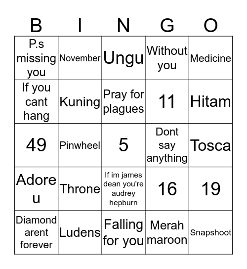 RM Bingo Card