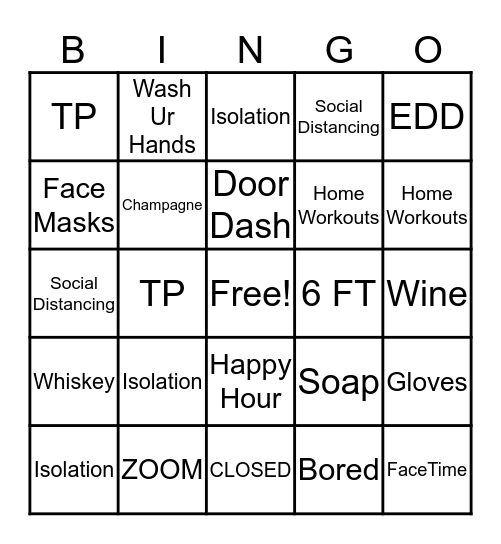 COVID-19 BINGO Card