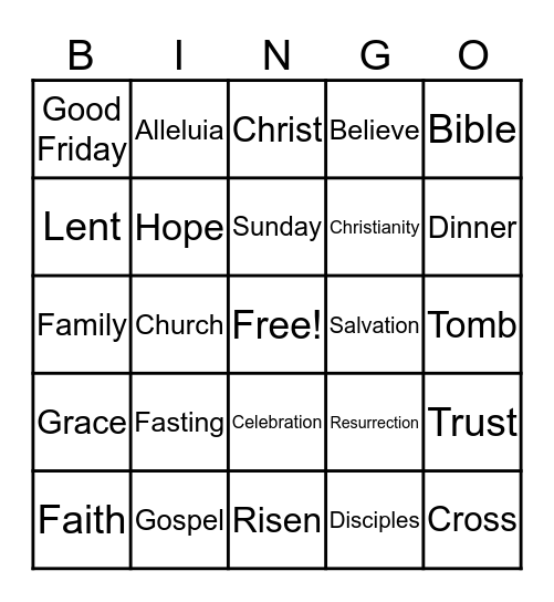 Matthew's Easter Bingo Card