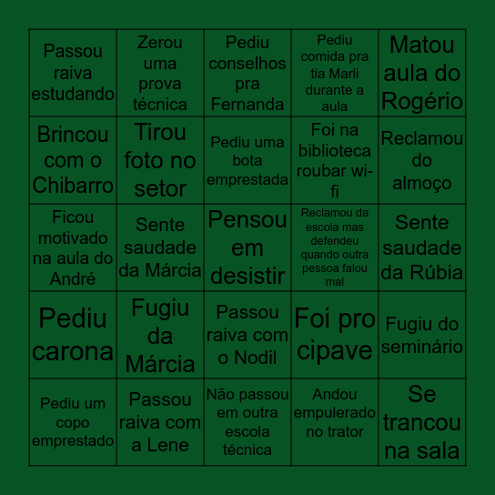 Bingo da ETEC Bingo Card