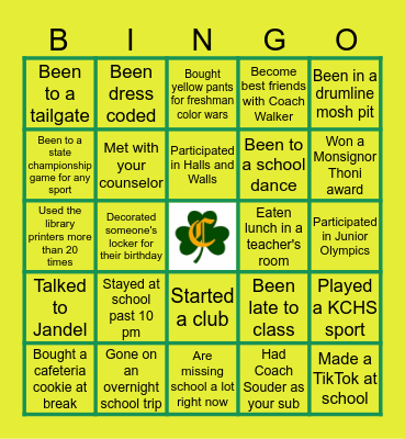 KCHS Student Bingo Card