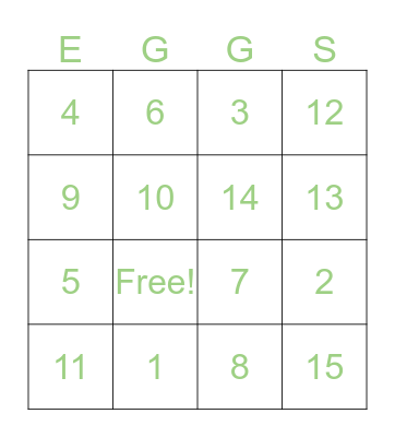 Easter Bingo Card