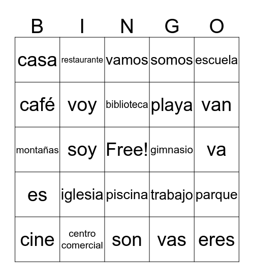 Español 1: 4A Bingo Card