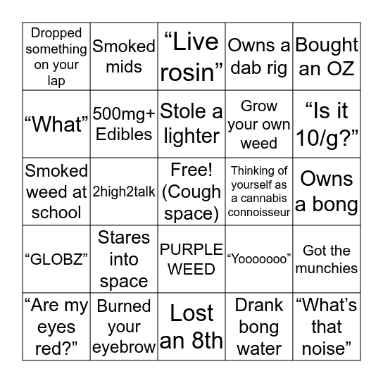 STONER BINGO Card