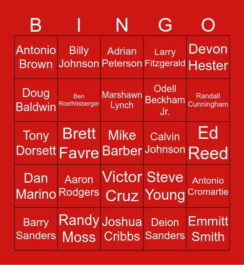 Football Trivia Bingo Card