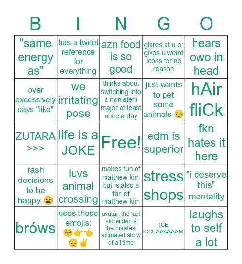 k a t h e r i n e Bingo Card