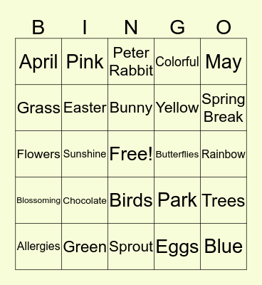 Spring Is in The Air Bingo Card