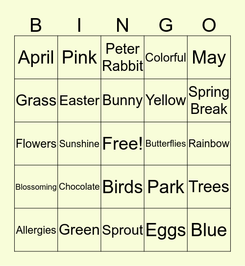 Spring Is in The Air Bingo Card