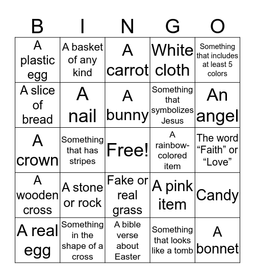 Easter Bingo 2020 Bingo Card