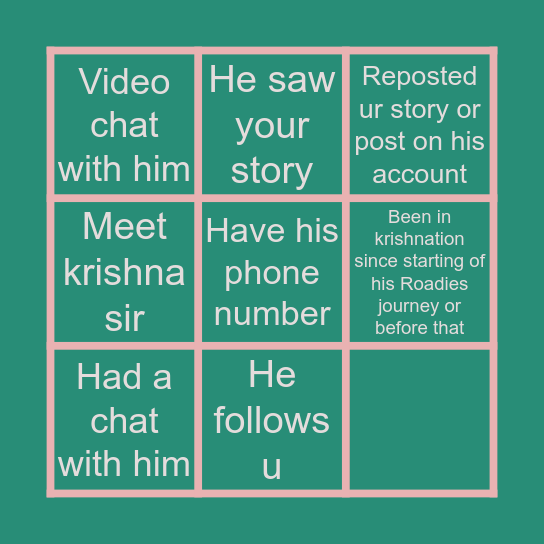 Krishna kaul bingo Card