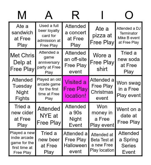 Free Play Bingo Card