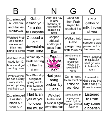 142 Stop Frontin Bingo Card