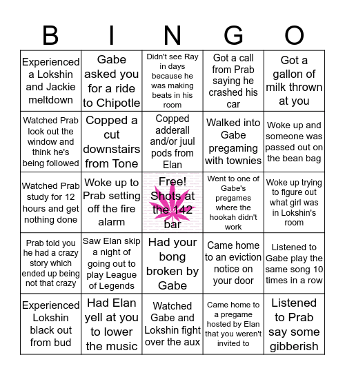 142 Stop Frontin Bingo Card