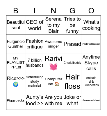 Rak Bingo Card