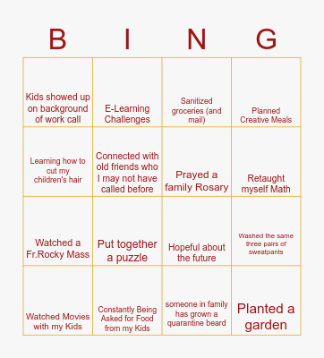 Northridge Middle School Parent BINGO Card