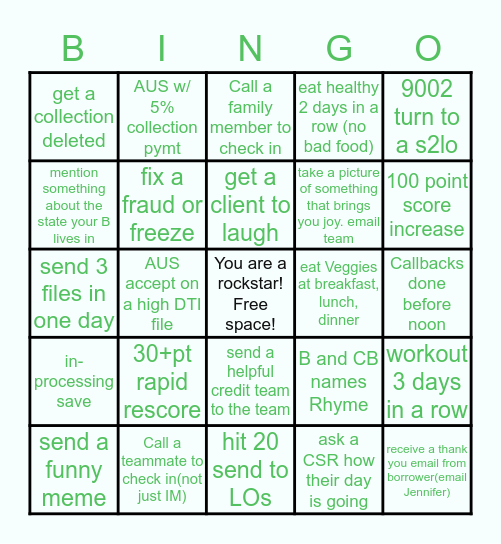 Stryker Bingo Card